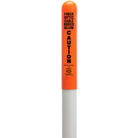 Round Dome Utility Fiber Optic Marker, White Pole 66"H, 42" Above Ground, Orange