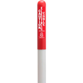Round Dome Utility Electric Marker, White Pole 78"H, 54" Above Ground, Red