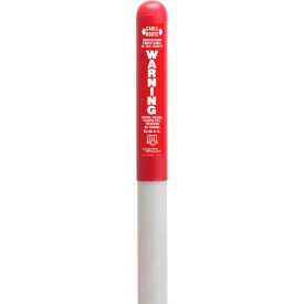 Round Dome Utility Electric Marker, White Pole 78"H, 54" Above Ground, Red