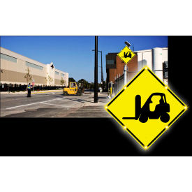 Flashing LED "Forklift Symbol" Sign, 30"W, Yellow, Solar