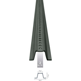 U-Channel Sign Post, 7'L, 2 lbs./ft., Green Post with Holes Top to Bottom