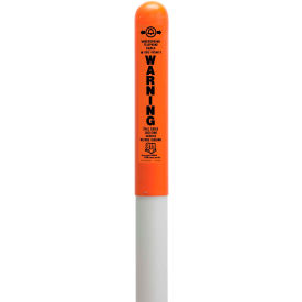 Round Dome Utility Fiber Optic Marker, White Pole 72"H, 48" Above Ground, Orange