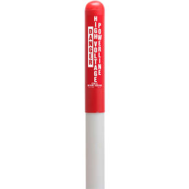 Round Dome Utility Electric Marker, White Pole 66"H, 42" Above Ground, Red