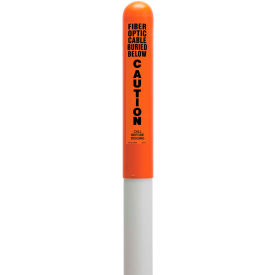 Round Dome Utility Fiber Optic Marker, White Pole 66"H, 42" Above Ground, Orange