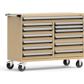 13 Drawer Mobile Multi-Drawer Cabinet - 60"Wx27"Dx45-1/2"H Beige