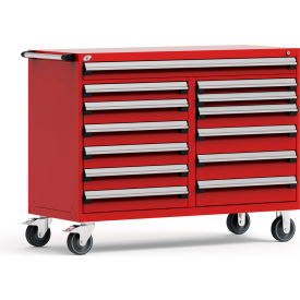 13 Drawer Mobile Multi-Drawer Cabinet - 60"Wx27"Dx45-1/2"H Red