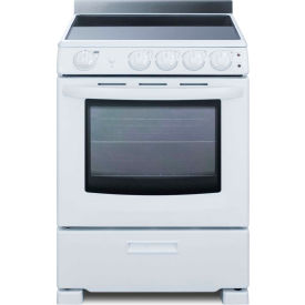 Summit-Range, Electric, Smooth Top, 4 Burners, 2.9 Cu.Ft., White