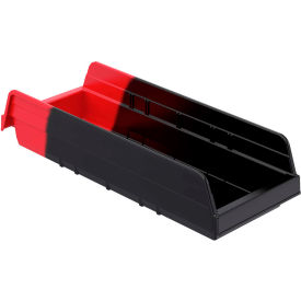 Indicator® 36468BLKRED Two Tone Double Hopper Shelf Bin - 6-5/8"W x 17-7/8"L x 4"H