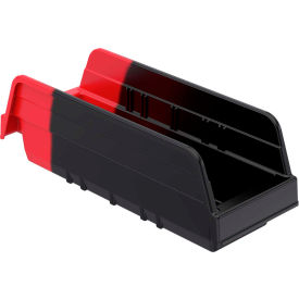 Indicator 36442BLKRED Two Tone Double Hopper Shelf Bin- 4-1/4"W x 11-5/8"L x 4"H