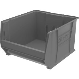Plastic Super-Size Stacking Bin, 20"L x 18-3/8" W x 12"H, Gray