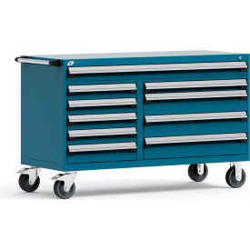 10 Drawer Mobile Multi-Drawer Cabinet - 60"Wx27"Dx37-1/2"H Everest Blue