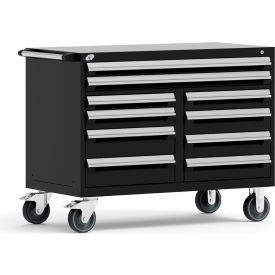 Mobile Cabinet, 10 Drawers, 48"W x 27"D x 37-1/2"H, Black
