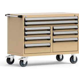 9 Drawer Mobile Multi-Drawer Cabinet - 48"Wx27"Dx37-1/2"H Beige