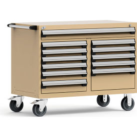 12 Drawer Mobile Multi-Drawer Cabinet - 48"Wx27"Dx37-1/2"H Beige