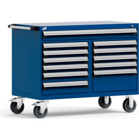 12 Drawer Mobile Multi-Drawer Cabinet - 48"Wx27"Dx37-1/2"H Avalanche Blue
