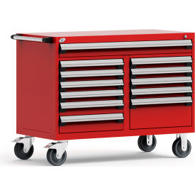 12 Drawer Mobile Multi-Drawer Cabinet - 48"Wx27"Dx37-1/2"H Red