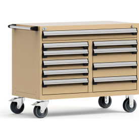 Mobile Cabinet, 10 Multi Drawers, 48"W x 27"D x 37-1/2"H, Beige