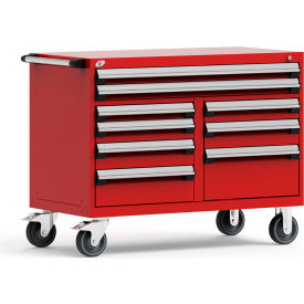 9 Drawer Mobile Multi-Drawer Cabinet - 48"Wx27"Dx37-1/2"H Red