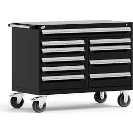 Mobile Cabinet, 10 Multi Drawers, 48"W x 27"D x 37-1/2"H, Black