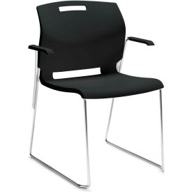 Stacking Chair with Arms - Plastic - Asphalt Night Black