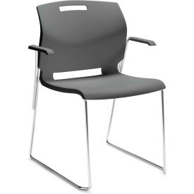 Stacking Chair with Arms - Plastic - Shadow Gray