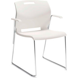 Stacking Chair with Arms - Plastic - Ivory Clouds