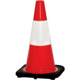 18" Traffic Cone, Reflective, Orange with Black Base, 3 lbs