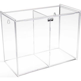 Double Face Mask Dispenser, Safety Apparel Holder, Acrylic, Clear, 12"W x 9"H x 6"D