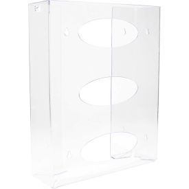 Triple Two Sided Clear Glove Box Holder, PETG Plastic, 11"W x 4"D x 15"H