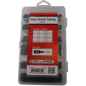 Heat Shrink Tubing, 4"L, Black, 160 Pcs