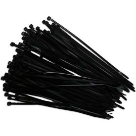 Cable Tie, 4" x 1/8", Black, 100 Pcs