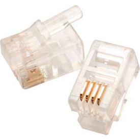 Modular Plug 4P4C - Flat Cable, Clear, 50 uin Gold, 50/Pk