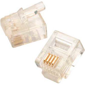 Modular Plug 6P4C - Round Cable, Clear, 50 uin Gold, 50/Pk