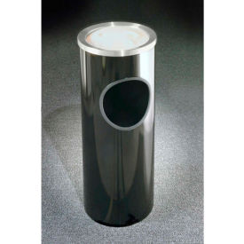 3 Gallon Ash/Trash Receptacle with Sand Cover, Satin Black/Satin Aluminum Lid