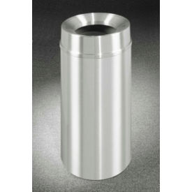 Steel Round Trash Can W/Funnel Top, 12 Gallon, Satin Aluminum