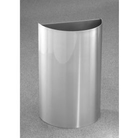 Steel Half Round Open Top Trash Can, 16 Gallon, Satin Aluminum