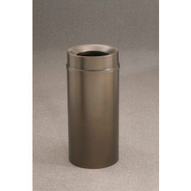 Steel Round Trash Can W/Funnel Lid, 12 Gallon, Bronze Vein