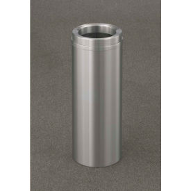 Steel Round Trash Can W/Funnel Lid, 6 Gallon, Satin Aluminum