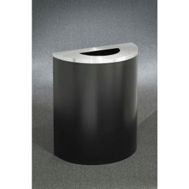 Steel Half Round Trash Can, 29 Gallon, Satin Black/Satin Aluminum Lid