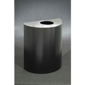 Steel Half Round Bottles/Cans Trash Can, 29 Gallon, Black/Satin Aluminum