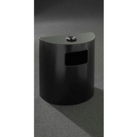 24 Gallon Half Round Ash/Urn Side Opening Waste Receptacle, Satin Black