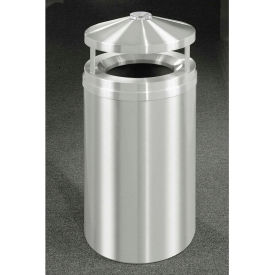 33 Gallon Ash/Trash Receptacle w/Canopy Top, Satin Aluminum - H2002SA