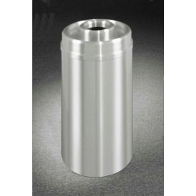 33 Gallon Ash/Trash Receptacle w/Donut Top, Satin Aluminum