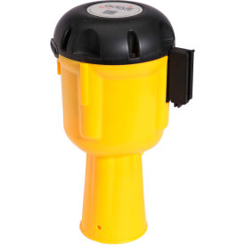 ConePro 600 Yellow Traffic Cone Mount Retracting Belt Barrier, 30' Yellow/Black Diagonal Stripe Belt
