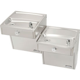Elkay ADA Vandal Resistant Drinking Fountain, Stainless Steel, Cane Apron, 2 Station, 115V, 60Hz, 5 Amps