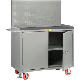 Mobile Workbench w/ Non Slip Vinyl Top & Center Shelf, 48"W x 24"D, Gray