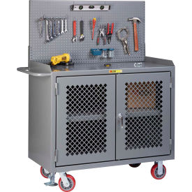 Little Giant Mobile Clear View Service Cabinet with Steel Top and Center Shelf, 48"W x 24"D, Gray