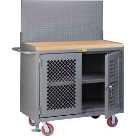 Mobile Workbench w/ Maple Square Edge Top & Center Shelf, 48"W x 24"D, Gray
