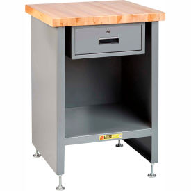 Enclosed Table W/ Drawer, Maple Butcher Block Square Edge, 13"W x 17"D x 34"H, Gray