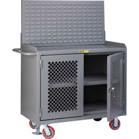 Mobile Service Workbench w/ Steel Top & Center Shelf, 48"W x 24"D, Gray